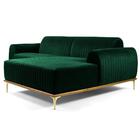 Sofá 300cm 5 Lugares Chaise Molino Veludo Verde Musgo