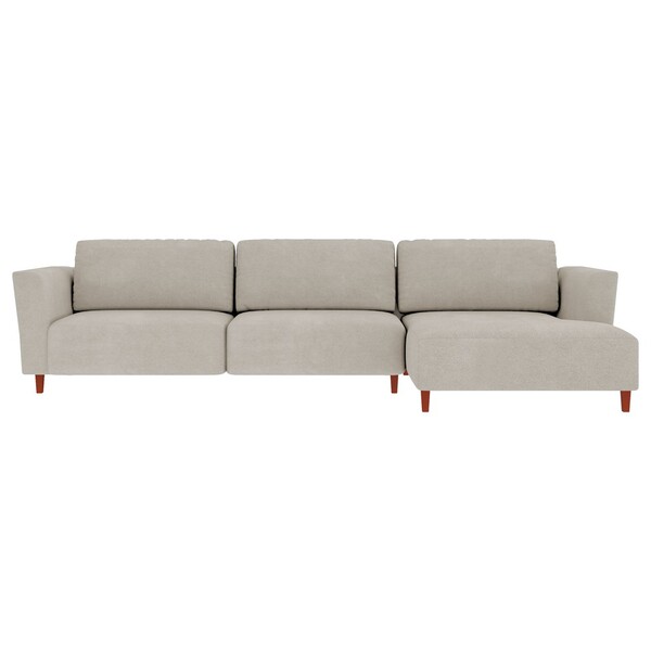 Sofá 310cm Com Chaise Direita Franz Suede Bege G52 - Gran Belo