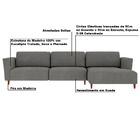Sofá 310cm Com Chaise Direita Franz Suede Grafite - Gran Belo
