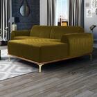 Sofá 320cm 5 Lugares Chaise Molino Veludo Mostarda