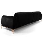 Sofá 320cm 5 Lugares Chaise Molino Veludo Preto