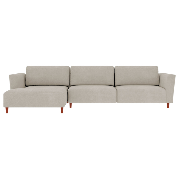 Sofá 330cm Com Chaise Esquerda Franz Suede Bege G52 - Gran Be