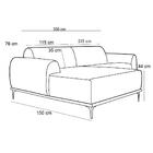 Sofá 350cm 6 Lugares Chaise Molino Veludo Cinza