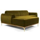 Sofá 350cm 6 Lugares Chaise Molino Veludo Mostarda