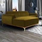 Sofá 350cm 6 Lugares Chaise Molino Veludo Mostarda