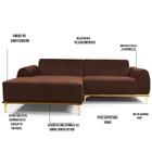 Sofá 350cm 6 Lugares Chaise Molino Veludo Terra
