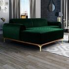 Sofá 350cm 6 Lugares Chaise Molino Veludo Verde Musgo