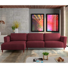 Sofá 350cm Com Chaise Esquerda Franz Suede Bordô G52 - Gran B