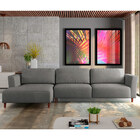 Sofá 370cm Com Chaise Esquerda Franz Suede Grafite G52 - Gran