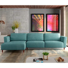 Sofá 370cm Com Chaise Esquerda Franz Suede Turquesa G52 - Gra