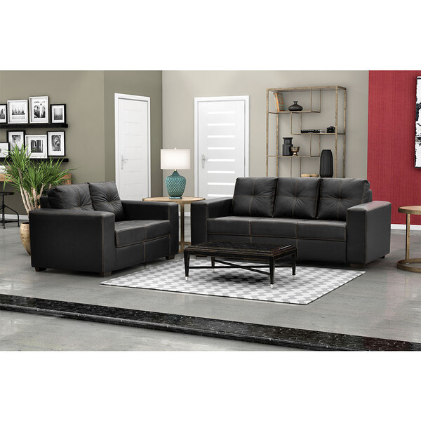 Sofá 3 E 2 Lugares Em Tecido Laminado Sintético Em Pvc Na Cor