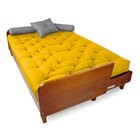 Sofá 3 E 4 Lugares Paris Sarja Amarelo Madeira Imbuia