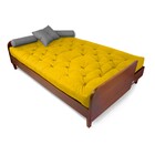 Sofá 3 E 4 Lugares Paris Sarja Amarelo Madeira Imbuia