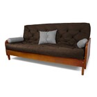 Sofá 3 E 4 Lugares Paris Sarja Marrom Madeira Imbuia