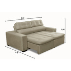 Sofá 3 Lug  Retrátil E Reclinável Antonela 2,10m Suede Bege