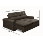 Sofá 3 Lug Retrátil E Reclinável Antonela 2,10m Suede Marrom