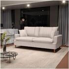 Sofá 3 Lugares 180cm Com Almofadas Veras D05 Suede Bege Claro