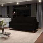 Sofá 3 Lugares 180cm Com Almofadas Veras D05 Suede Preto - Mp