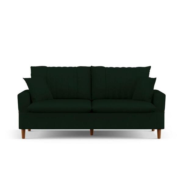 Sofá 3 Lugares 180cm Com Almofadas Veras D05 Suede Verde Musg