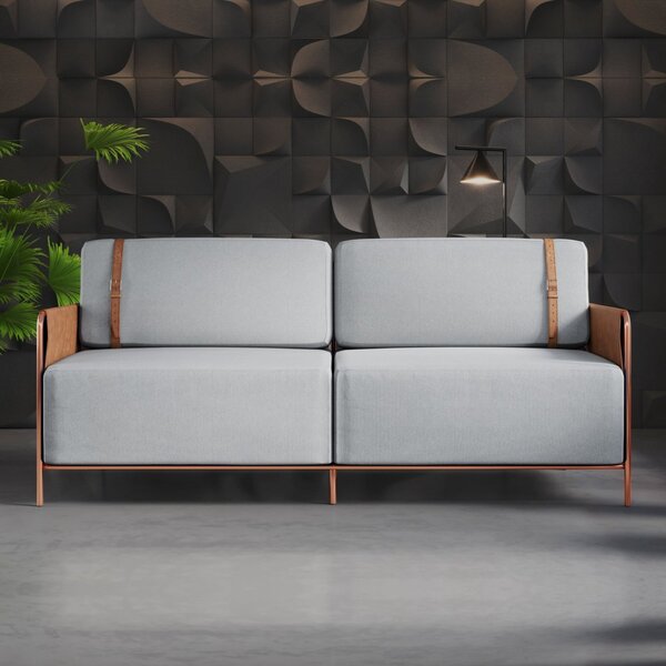 Sofá 3 Lugares 180cm Living M-09 Cobre/linho Cinza