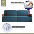 Sofá 3 Lugares 180cm Living M-09 Preto/linho Jeans Azul