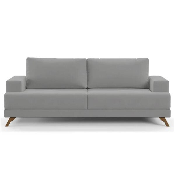 Sofá 3 Lugares 180cm Living Pés Curvos Santi D05 Suede Cinza