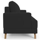 Sofá 3 Lugares 180cm Living Pés Curvos Santi D05 Suede Preto