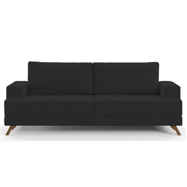 Sofá 3 Lugares 180cm Living Pés Curvos Santi D05 Suede Preto