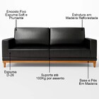 Sofá 3 Lugares 180cm Living Sala De Estar Kayrós D05 Sintétic