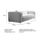 Sofá 3 Lugares 180cm Orgânico Luxo Recepção Cecília Linho - D