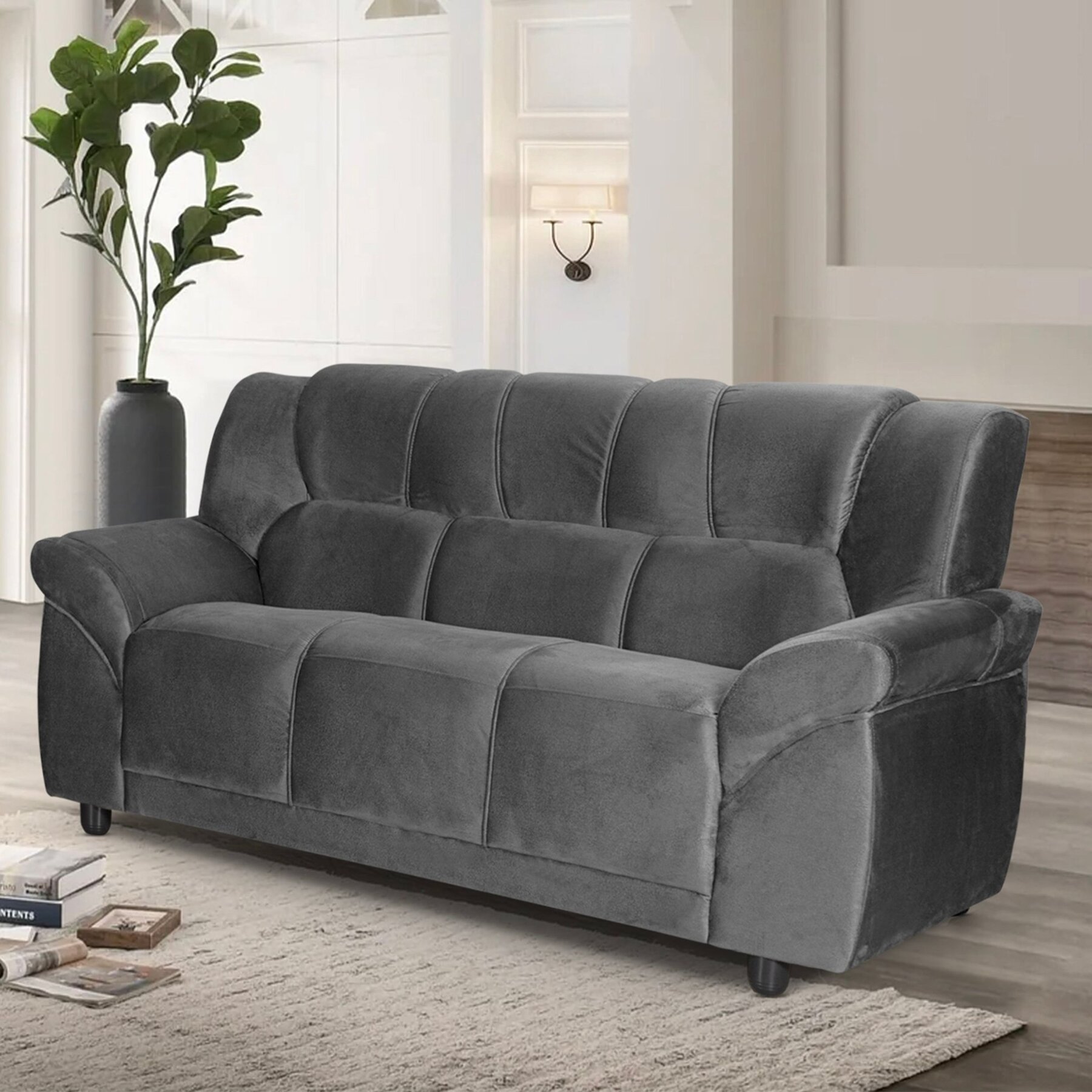 Sofá 3 Lugares 184cm Cordoba Cinza | Leroy Merlin