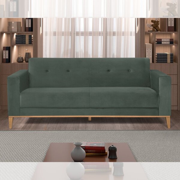 Sofá 3 Lugares 195cm Pés Em Madeira Touros Yescasa Veludo Par