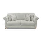 Sofá 3 Lugares 2,00 M Veludo Prata Com Pés De Madeira E 2 Alm