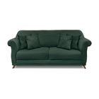 Sofá 3 Lugares 2,00 M Veludo Verde Floresta Com Pés De Madeir