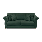 Sofá 3 Lugares 2,00 M Veludo Verde Floresta Com Pés De Madeir