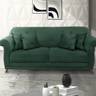 Sofá 3 Lugares 2,00 M Veludo Verde Floresta Com Pés De Madeir