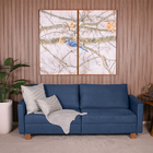 Sofá 3 Lugares 2,00m Fixo Veludo Plaza Azul - Straub Web