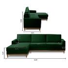 Sofá 3 Lugares 2,10m Living Com Chaise Le Gabi Linho Verde Ma