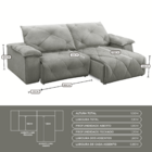 Sofá 3 Lugares 2,10m Retrátil E Reclinável Texas - Coliseu Cr