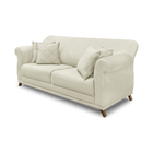 Sofá 3 Lugares 2,20 M Veludo Bege Com Pés De Madeira E 2 Almo