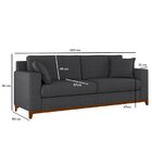 Sofá 3 Lugares 2,20m Linho Cinza Living Slim Vintage  Grafite