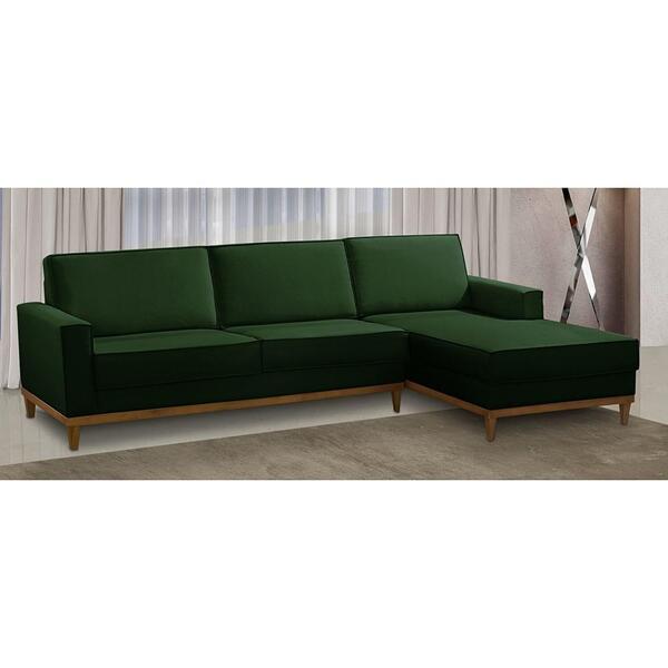 Sofá 3 Lugares 2,60m Living Com Chaise Ld Gabi Linho Verde Ma