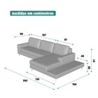 Sofá 3 Lugares 2,92m Com Chaise Direito E Mesa Apoio Lateral
