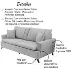 Sofa 3 Lugares 200 Cm Eron Linho Cinza Vazzano