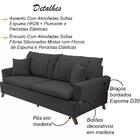 Sofa 3 Lugares 200 Cm Eron Linho Vazzano