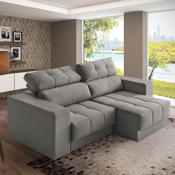 Sofá 3 Lugares 200 Cm Mola Ensacada Retrátil Reclinável D28 V