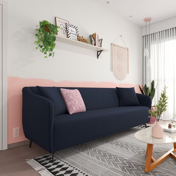 Sofá 3 Lugares 200cm Adams Azul Marinho