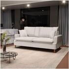 Sofá 3 Lugares 200cm Com Almofadas Veras D05 Linho Cru - Mpoz