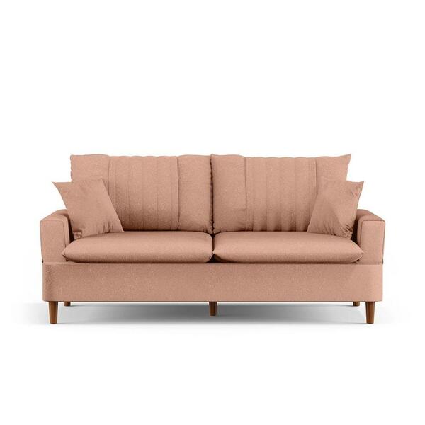 Sofá 3 Lugares 200cm Com Almofadas Veras D05 Linho Rosê - Mpo