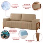 Sofá 3 Lugares 200cm Em Linho Dinamarca Bege